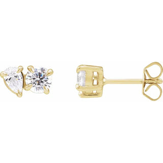 Double Diamond Stud Earrings