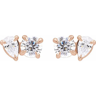 Double Diamond Stud Earrings