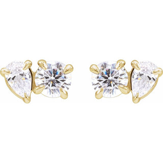 Double Diamond Stud Earrings