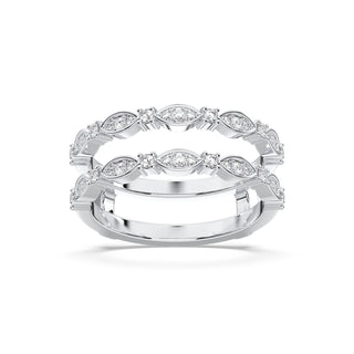 Marquise and Round Diamond Illusion Stacking Ring