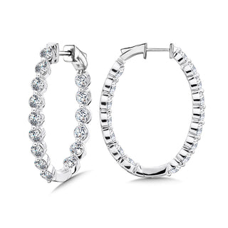 Oval Inside-Out Lab Grown Diamond Hoops in 18k White Gold
