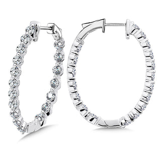 Oval Inside-Out Lab Grown Diamond Hoops in 18k White Gold