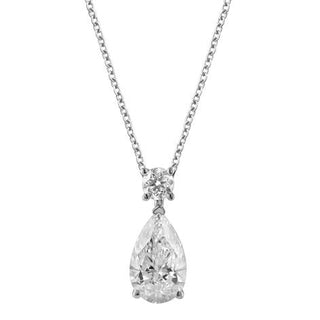Pear & Round Lab Grown Diamond Pendant in 14k White Gold