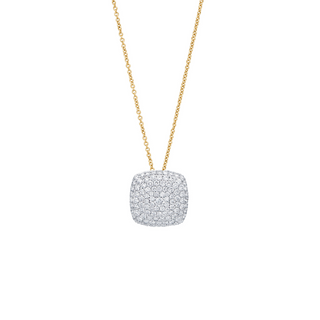 The Georgette Pavé Cushion Shaped Lab Grown Diamond Pendant in 14k Yellow Gold