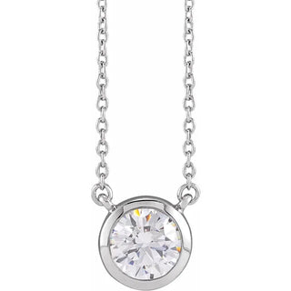14k White Gold Bezel Set Solitaire 1.00ctw Pendant