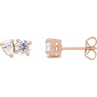 Double Diamond Stud Earrings