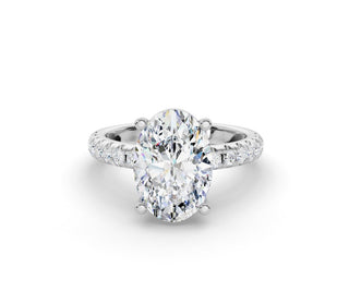Custom 4 Prong Oval Solitaire Pave Mounting