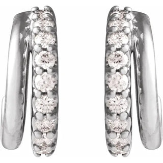 Two-Row Huggie Hoops with Pave Diamonds and Gold