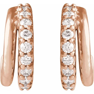 Two-Row Huggie Hoops with Pave Diamonds and Gold