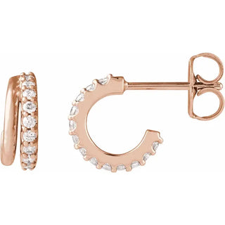 Two-Row Huggie Hoops with Pave Diamonds and Gold