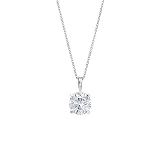 Classic Round Four Prong Solitaire Pendant Style Necklace