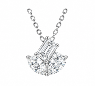 1.50ctw Lab-Grown Three Stone 14k White Gold Cluster Pendant