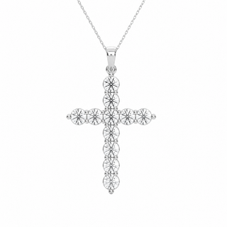 14k White Gold 0.50ctw Lab-Grown Diamond Cross Pendant