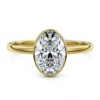 3.00ct Oval Brilliant Cut Lab-Grown Diamond 14k Yellow Gold Floating Bezel Solitaire Engagement Ring