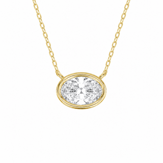 1.00ct Oval Brilliant Cut Lab-Grown Bezel Set 14k Yellow Gold Solitaire Pendant