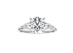 2.90ctw Round Brilliant and Pear Shape Lab-Grown Diamond Three Stone 14k White Gold Ring