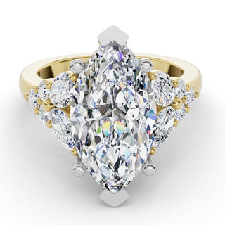 14k Yellow Gold and Platinum Accented Marquise Engagement Ring