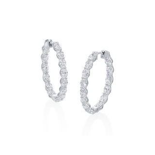 5.60ct Oval Cut Inside-Out Lab Grown Diamond Hoops in 14k White Gold