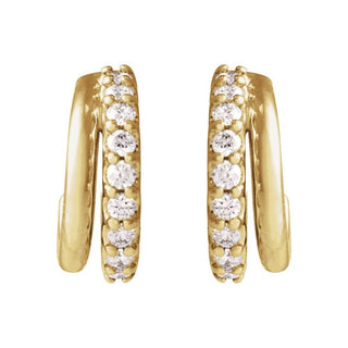 Two-Row Huggie Hoops with Pave Diamonds and Gold