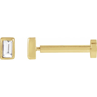 Bezel Set Flatback Lab Grown Diamond Stud in 14k Yellow Gold