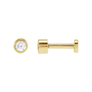 Bezel Set Flatback Lab Grown Diamond Stud in 14k Yellow Gold