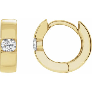 Bold Huggie Hoop with Lab Grown Diamond in 14k Yellow Gold
