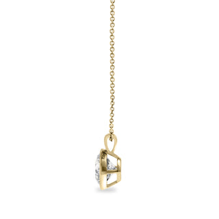 Yellow Gold Round Diamond Bezel Pendant