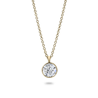 Yellow Gold Round Diamond Bezel Pendant