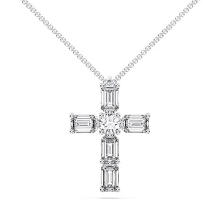Baguette and Round Cross Pendant