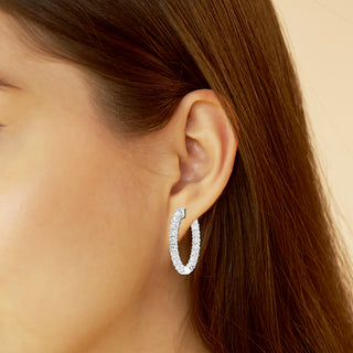 Round Cut Inside-Out Diamond Hoop Earrings