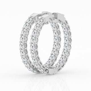 Round Cut Inside-Out Diamond Hoop Earrings