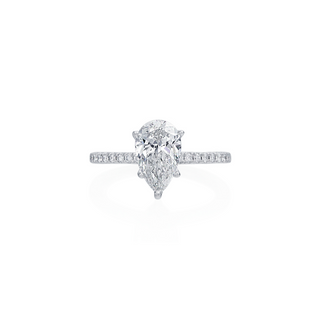 Solitaire Engagement Ring with Snuggle Halo & Half Pave Band