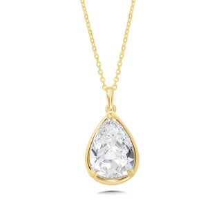 Bezel Set Pear Shaped Pendant in 18K Yellow Gold - 2.0 Ct