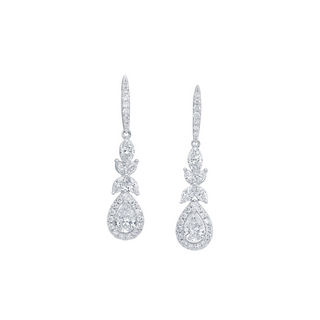 Marquise & Pear Shaped Lab Grown Diamond Drop Earrings in 14k White Gold