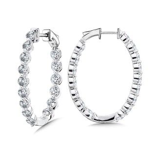 Oval Inside-Out Lab Grown Diamond Hoops in 18k White Gold