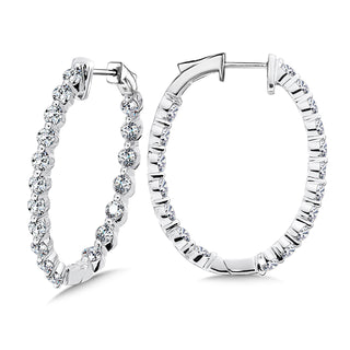 Oval Inside-Out Lab Grown Diamond Hoops in 18k White Gold