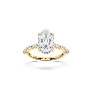 Oval Diamond Band with Marquise and Round Sidestones - 3.44 Cttw.