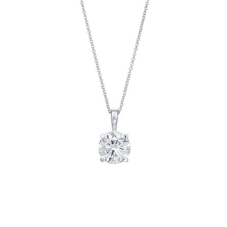 Round Lab Grown Diamond Solitaire Pendant in 18k White Gold