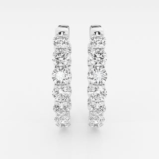 Scalloped Elongated Lab Grown Diamond Hoops in 14k White Gold