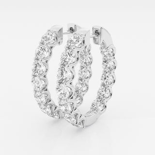 Scalloped Elongated Lab Grown Diamond Hoops in 14k White Gold