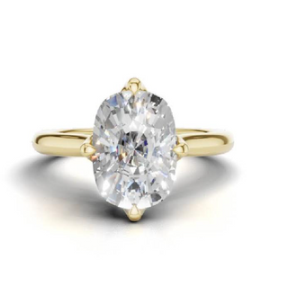 14K Yellow Gold  Elongated Cushion Tulip Prong Hidden Halo Mounting