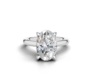 14K White Gold 2.5ct Oval Tulip Prong Peek-a-Boo Halo Engagement Ring
