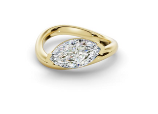 14K Yellow Gold Marquise Solitaire Asymmetrical Band
