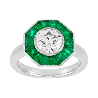 Art Deco Style Octogon Halo Ring