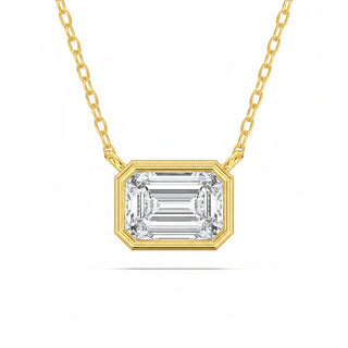 14k Yellow Gold Bezel Set 1.51ct Radiant Cut Lab-Grown Solitaire Pendant