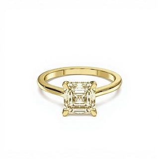 14k Yellow Gold Hidden Halo Solitaire With 2.00ct Asscher Cut Lab Grown Diamond